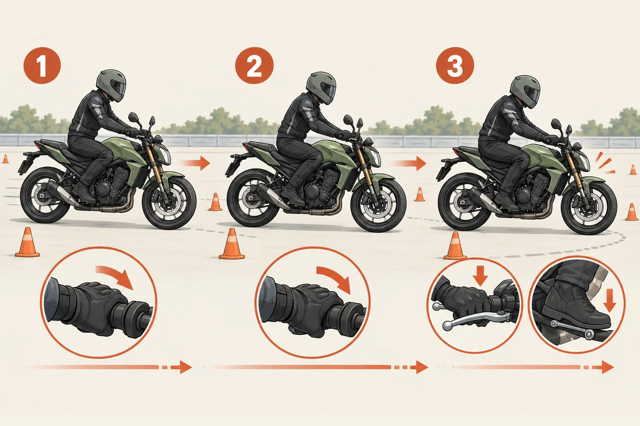 Ilustração de treino em área fechada com cones e paradas progressivas